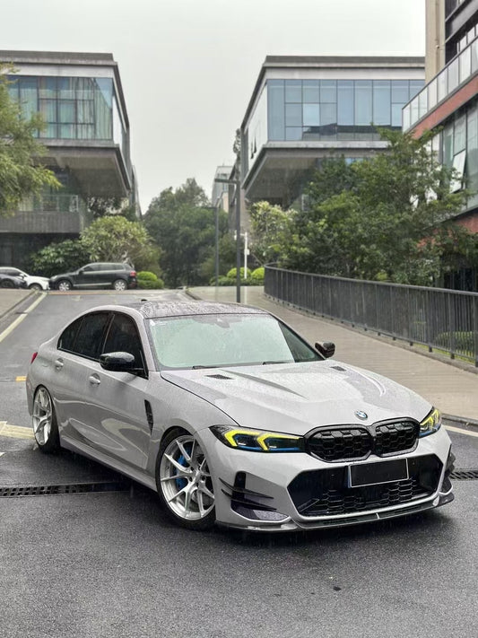 BMW 3 Series 330i (with M-package bumper, does not fit base model) M340i G20 G21 LCI 2023 2024 with Aftermarket Parts - V2 Style Front Lip Pre-preg Carbon Fiber from BCTXE Tuning