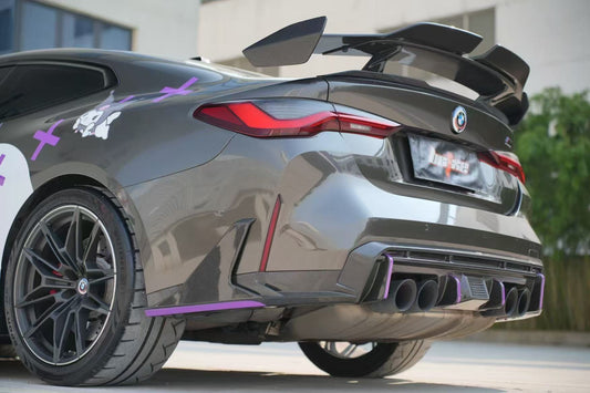 BMW M4 G82 G83 2021 2022 2023 2024 with Aftermarket Parts - V2 Style Rear Diffuser & Canards Pre-preg Carbon Fiber from BCTXE Tuning