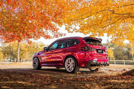 BMW X3M X3MC (F97) LCI 2022 2023 2024 with Aftermarket Parts - Rear Roof Spoiler Pre-preg Carbon Fiber from BCTXE Tuning