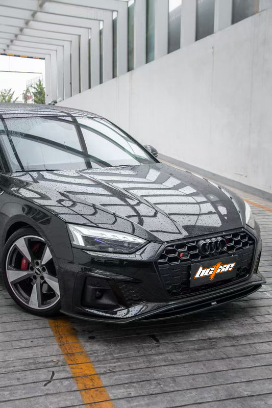 Audi S5 A5 (with s-line bumper, does not base model) B9.5 2020 2021 2022 2023 2024 with Aftermarket Parts - Front Lip Pre-preg Carbon Fiber from BCTXE Tuning