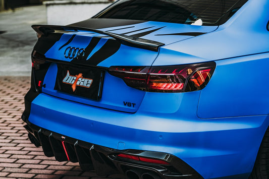 Audi S4 / A4 (With S-line Bumper) B9.5 2020-ON with Aftermarket Parts - With & Without Light Rear Diffuser Pre-preg Carbon Fiber from BCTXE Tuning