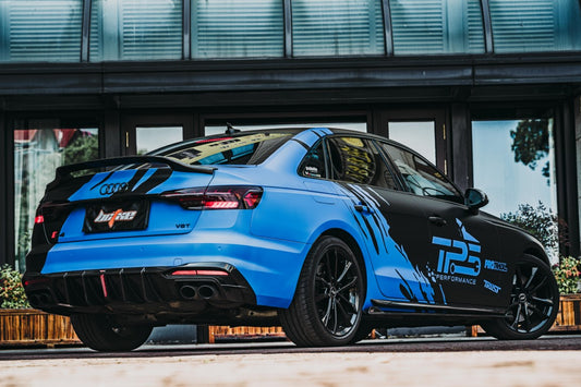 Audi S4 / A4 (With S-line Bumper) B9.5 2020-ON with Aftermarket Parts - With & Without Light Rear Diffuser Pre-preg Carbon Fiber from BCTXE Tuning