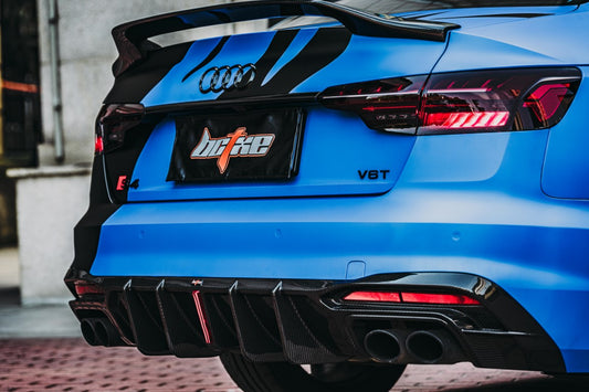 Audi S4 / A4 (With S-line Bumper) B9.5 2020-ON with Aftermarket Parts - With & Without Light Rear Diffuser Pre-preg Carbon Fiber from BCTXE Tuning