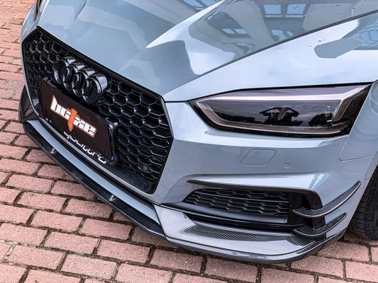 Audi S5 A5 S-line (with s-line bumper, does not base model) B9 2017 2018 2019 with Aftermarket Parts - Front Canards Carbon Fiber from BCTXE Tuning