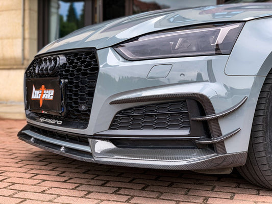 Audi S5 A5 S-line (with s-line bumper, does not base model) B9 2017 2018 2019 with Aftermarket Parts - Front Canards Carbon Fiber from BCTXE Tuning