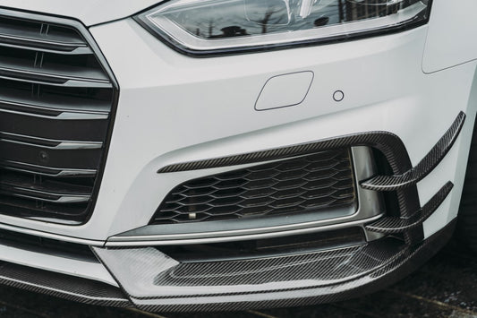 Audi S5 A5 S-line (with s-line bumper, does not base model) B9 2017 2018 2019 with Aftermarket Parts - Front Canards Carbon Fiber from BCTXE Tuning