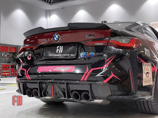 BMW M4 G82 G83 2021 2022 2023 2024 with Aftermarket Parts - V3 Rear Diffuser & Canards Pre-preg Carbon Fiber from BCTXE Tuning