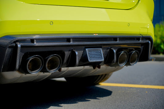 BMW M4 G82 G83 2021 2022 2023 2024 with Aftermarket Parts - V2 Style Rear Diffuser & Canards Pre-preg Carbon Fiber from BCTXE Tuning
