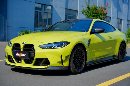 BMW M3 G80 G81 & M4 G82 G83 2021 2022 2023 2024 with Aftermarket Parts - V2 Style Front Lip Pre-preg Carbon Fiber from BCTXE Tuning