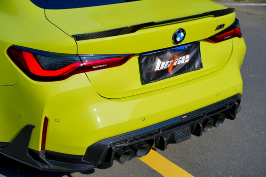 BMW M4 G82 G83 2021 2022 2023 2024 with Aftermarket Parts - V2 Style Rear Diffuser & Canards Pre-preg Carbon Fiber from BCTXE Tuning