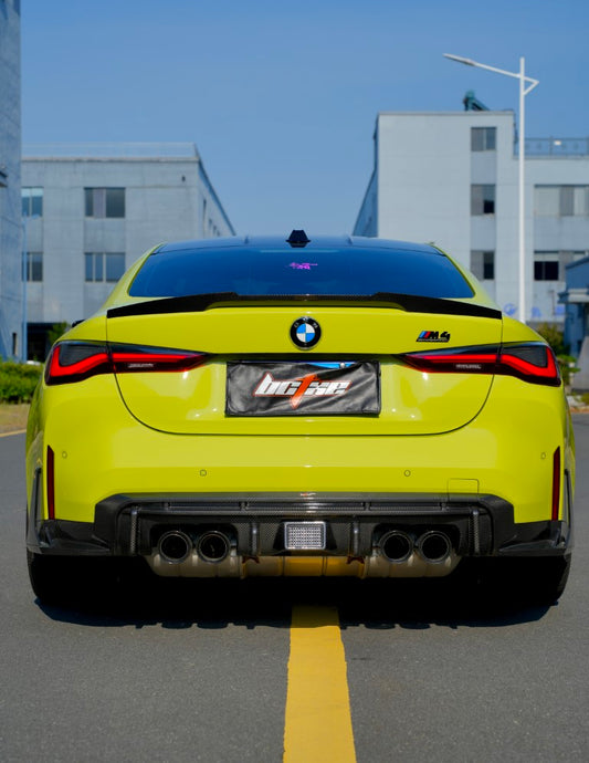 BMW M4 G82 G83 2021 2022 2023 2024 with Aftermarket Parts - V2 Style Rear Diffuser & Canards Pre-preg Carbon Fiber from BCTXE Tuning
