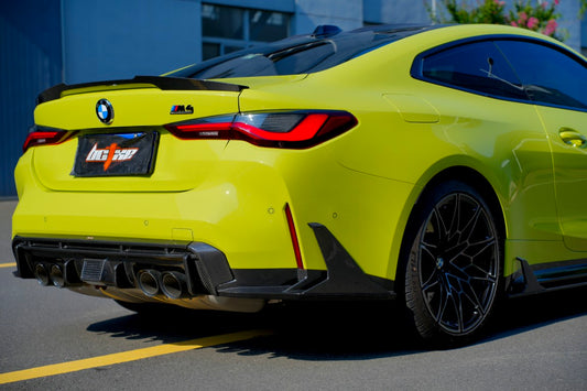 BMW M4 G82 G83 2021 2022 2023 2024 with Aftermarket Parts - V2 Style Rear Diffuser & Canards Pre-preg Carbon Fiber from BCTXE Tuning