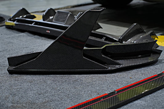 BMW M4 G82 G83 2021 2022 2023 2024 with Aftermarket Parts - V2 Style Rear Diffuser & Canards Pre-preg Carbon Fiber from BCTXE Tuning