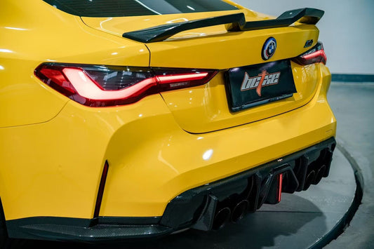 BMW M4 G82 G83 2021 2022 2023 2024 with Aftermarket Parts - V3 Rear Diffuser & Canards Pre-preg Carbon Fiber from BCTXE Tuning
