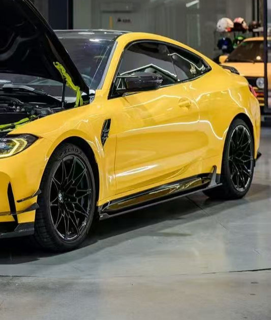 BMW M4 G82 G83 2021-ON with Aftermarket Parts - V2 Side Skirts Pre-preg Carbon Fiber from BCTXE Tuning