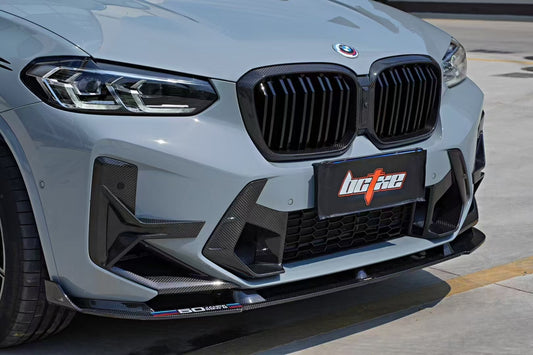 BMW X3M X3MC F97 LCI 2022 2023 2024 & X4M X4MC F98 LCI 2022 2023 2024 with Aftermarket Parts - Middle Vent Bumper Valences Pre-preg Carbon Fiber from BCTXE Tuning