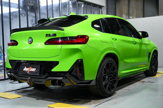 BMW X4M X4MC F98 LCI 2022 2023 2024 with Aftermarket Parts - Rear Diffuser & Canards Carbon Fiber from BCTXE Tuning