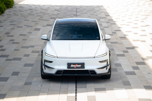 Tesla Model Y Juniper 2026-ON with Aftermarket Parts - Front Lip Dry Pre-preg Carbon Fiber from BCTXE Tuning