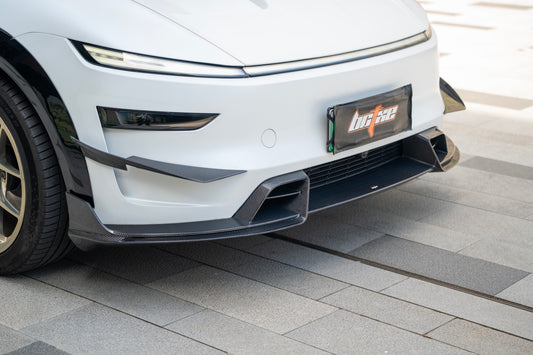 Tesla Model Y Juniper 2026-ON with Aftermarket Parts - Front Lip Dry Pre-preg Carbon Fiber from BCTXE Tuning