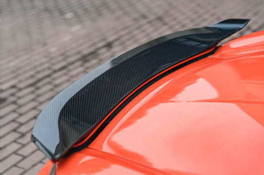 Porsche 718 Boxster Base S T GTS 2017-ON with Aftermarket Parts - Rear Lip Spoiler V2 Pre-preg Carbon Fiber from BCTXE Tuning