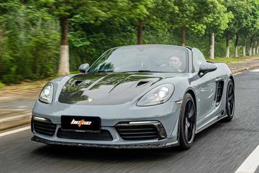 Porsche 718 Cayman / Boxster / GTS 2017-ON with Aftermarket Parts - Front Lip Pre-preg Carbon Fiber from BCTXE Tuning