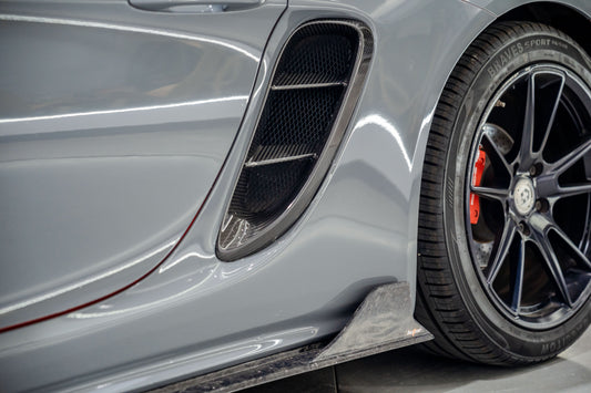 Porsche 718 Cayman / Boxster / GTS 2017-ON with Aftermarket Parts - Side Vents Pre-preg Carbon Fiber from BCTXE Tuning