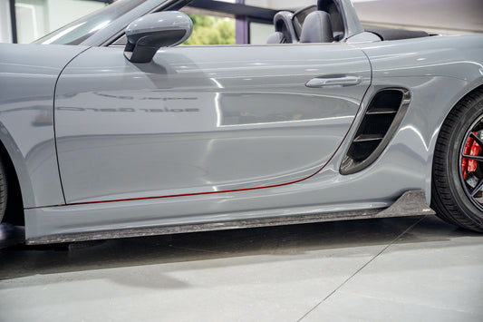 Porsche 718 Cayman / Boxster / GTS 2017-ON with Aftermarket Parts - Side Skirts Pre-preg Carbon Fiber from BCTXE Tuning