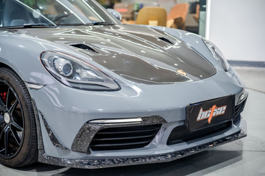Porsche 718 Cayman / Boxster / GTS 2017-ON with Aftermarket Parts - Front Lip Pre-preg Carbon Fiber from BCTXE Tuning