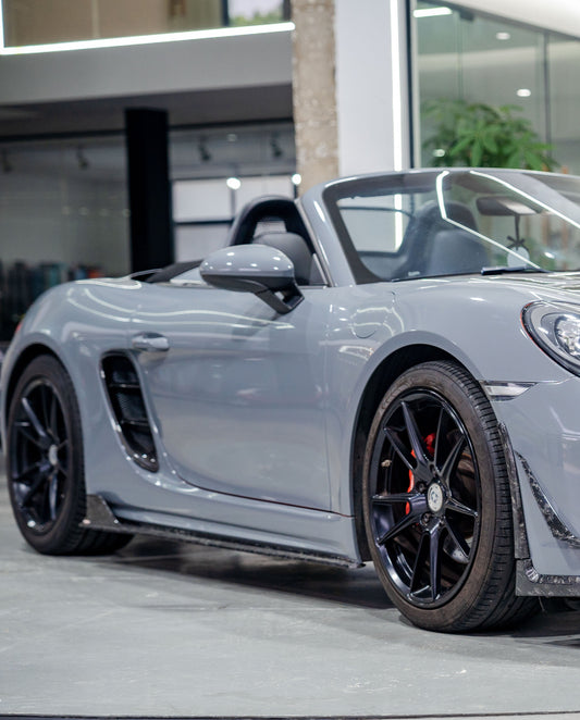 Porsche 718 Cayman / Boxster / GTS 2017-ON with Aftermarket Parts - Side Skirts Pre-preg Carbon Fiber from BCTXE Tuning