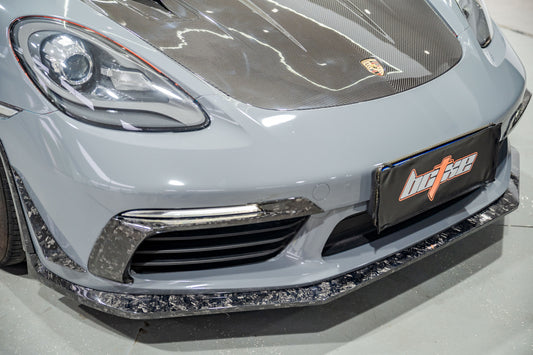 Porsche 718 Cayman / Boxster / GTS 2017-ON with Aftermarket Parts - Front Lip Pre-preg Carbon Fiber from BCTXE Tuning