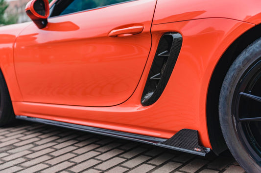 Porsche 718 Cayman / Boxster / GTS 2017-ON with Aftermarket Parts - Side Vents Pre-preg Carbon Fiber from BCTXE Tuning