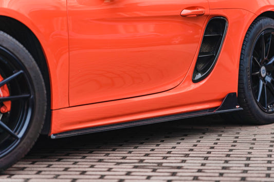 Porsche 718 Cayman / Boxster / GTS 2017-ON with Aftermarket Parts - Side Skirts Pre-preg Carbon Fiber from BCTXE Tuning