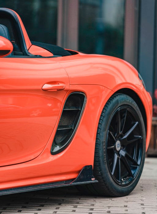 Porsche 718 Cayman / Boxster / GTS 2017-ON with Aftermarket Parts - Side Vents Pre-preg Carbon Fiber from BCTXE Tuning