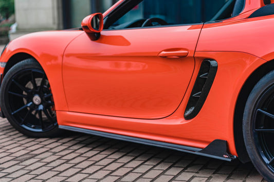 Porsche 718 Cayman / Boxster / GTS 2017-ON with Aftermarket Parts - Side Skirts Pre-preg Carbon Fiber from BCTXE Tuning