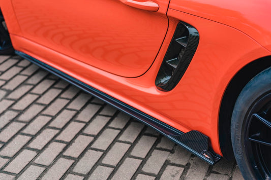Porsche 718 Cayman / Boxster / GTS 2017-ON with Aftermarket Parts - Side Skirts Pre-preg Carbon Fiber from BCTXE Tuning