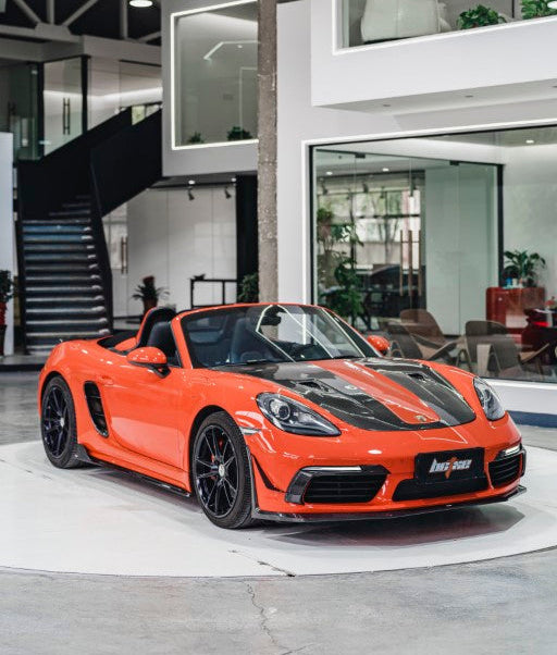 Porsche 718 Cayman / Boxster / GTS 2017-ON with Aftermarket Parts - Front Lip Pre-preg Carbon Fiber from BCTXE Tuning