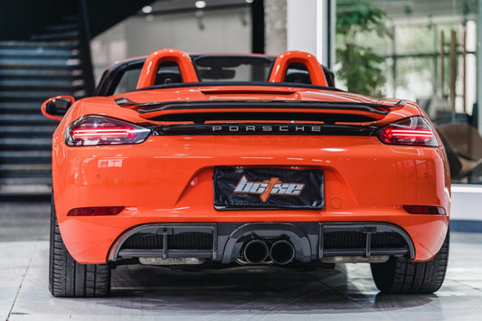 Porsche 718 Cayman / Boxster / GTS 2017-ON with Aftermarket Parts - Rear Diffuser Pre-preg Carbon Fiber from BCTXE Tuning