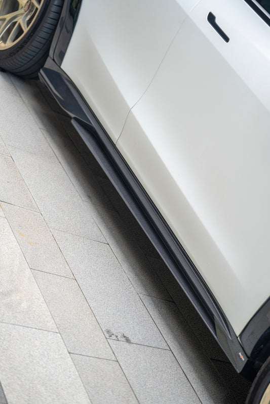 Tesla Model Y Juniper 2026-ON with Aftermarket Parts - Side Skirts Dry Pre-preg Carbon Fiber from BCTXE Tuning