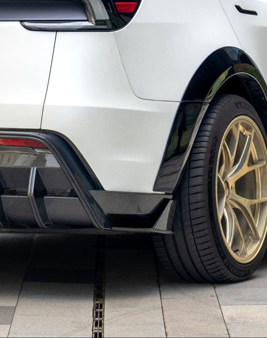 Tesla Model Y Juniper 2026-ON with Aftermarket Parts - Rear Canards Dry Pre-preg Carbon Fiber from BCTXE Tuning