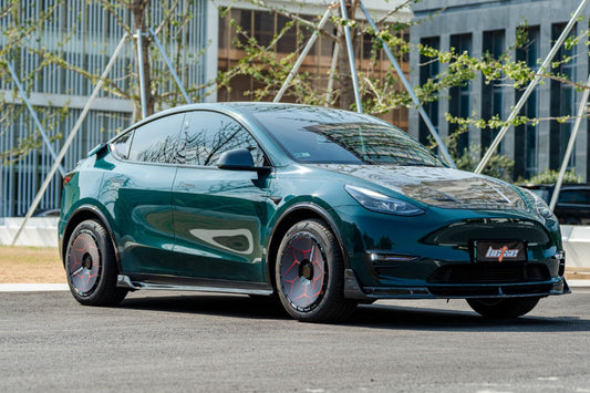 Tesla Model Y Performance AWD Long Range RWD Standard 2020 2021 2022 2023 2024 2025 with Aftermarket Parts - V1 Side Skirts Carbon Fiber from BCTXE Tuning