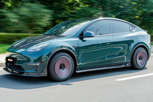 Tesla Model Y Performance AWD Long Range RWD Standard 2020 2021 2022 2023 2024 2025 with Aftermarket Parts - V1 Side Skirts Carbon Fiber from BCTXE Tuning