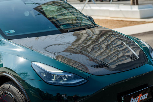 Tesla Model Y Performance AWD Long Range RWD Standard 2020 2021 2022 2023 2024 2025 with Aftermarket Parts - Hood Carbon Fiber from BCTXE Tuning