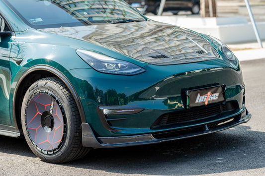 esla Model Y Performance AWD Long Range RWD Standard 2020 2021 2022 2023 2024 2025 with Aftermarket Parts - V1 Front Lip Carbon Fiber from BCTXE Tuning