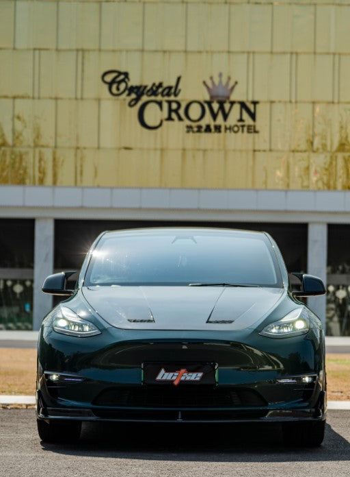 esla Model Y Performance AWD Long Range RWD Standard 2020 2021 2022 2023 2024 2025 with Aftermarket Parts - V1 Front Lip Carbon Fiber from BCTXE Tuning