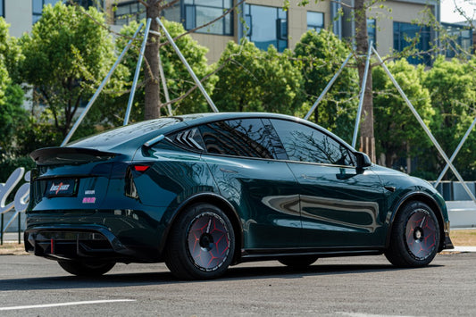 Tesla Model Y Performance AWD Long Range RWD Standard 2020 2021 2022 2023 2024 2025 with Aftermarket Parts - V1 Rear Lip Spoiler Pre-preg Carbon Fiber from BCTXE Tuning