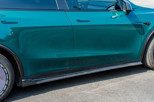 Tesla Model Y Performance AWD Long Range RWD Standard 2020 2021 2022 2023 2024 2025 with Aftermarket Parts - V1 Side Skirts Carbon Fiber from BCTXE Tuning