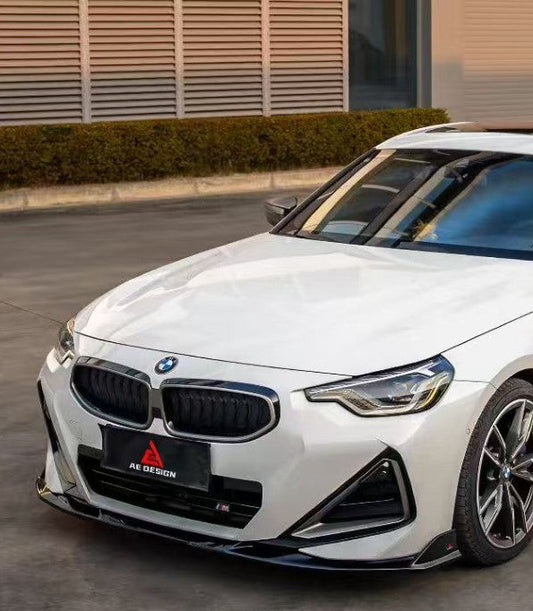 BMW 2 Series M240i 230i (With M-Package Bumper, does not fit base model) G42 2022-ON with Aftermarket Parts - AE Style Front Lip ABS from ArmorExtend
