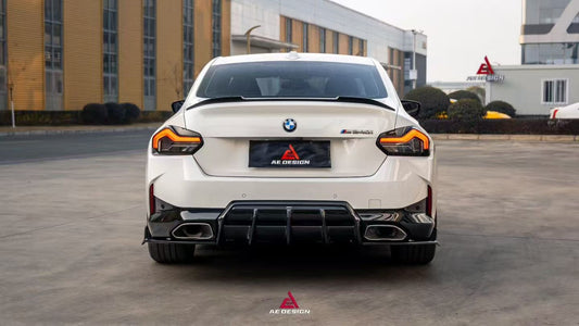 BMW 2 Series M240i 230i (With M-Package Bumper, does not fit base model) G42 2022-ON with Aftermarket Parts - AE Style Rear Diffuser & Canards ABS from ArmorExtend