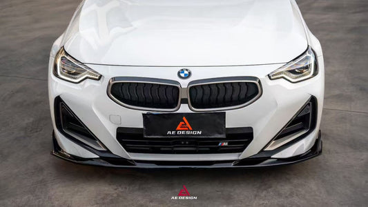 BMW 2 Series M240i 230i (With M-Package Bumper, does not fit base model) G42 2022-ON with Aftermarket Parts - AE Style Front Lip ABS from ArmorExtend
