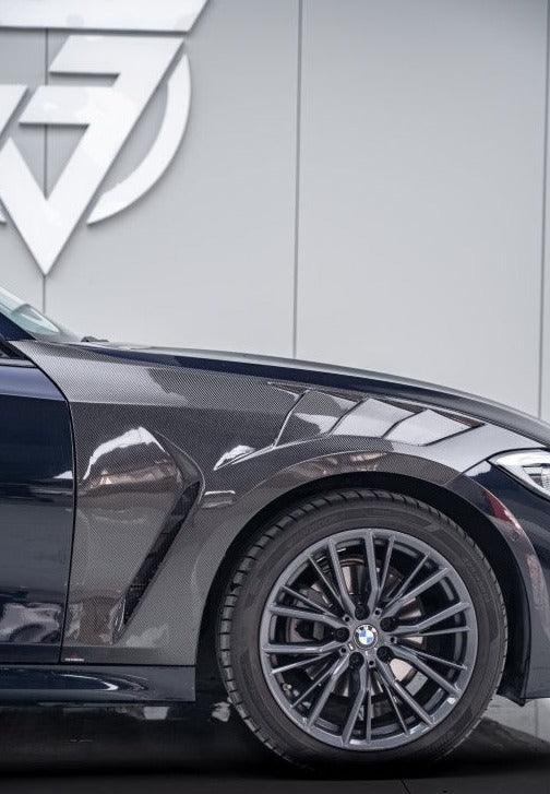 BMW 3 Series 330i M340i G20 G21 (Fits both Pre-LCI & LCI) 2019 2020 2021 2022 2023 2024 with Aftermarket Parts - AE Style Front Fenders Carbon Fiber from ArmorExtend